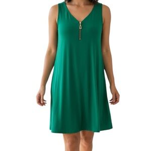 Ivy Lane Vintage Green V-Neck Sleeveless Stretch Pullover Sheath Dress Medium